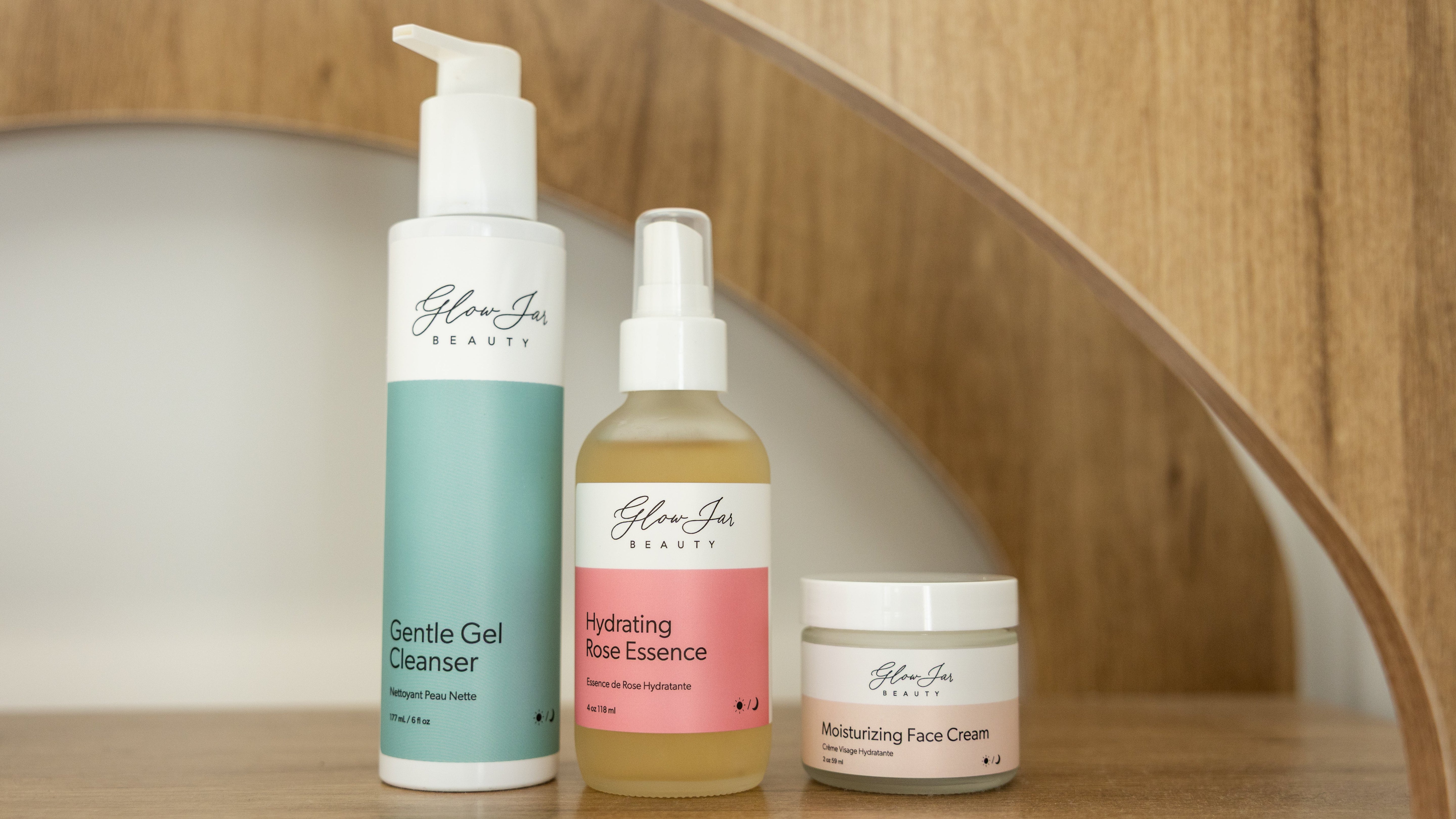 Glow Jar Beauty Skincare Products on shelf