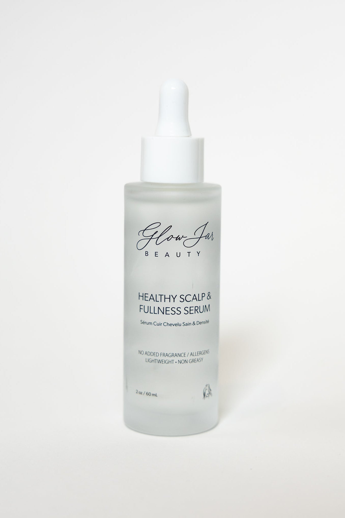 Glow Jar Beauty Healthy Scalp & Fullness Serum bottle on a white background